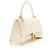Balenciaga Hourglass Small Top Handle in pelle di vitello embossed croc lucida Marrone Beige - vista 2