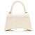 Balenciaga Hourglass Small Top Handle in pelle di vitello embossed croc lucida Marrone Beige - vista 3