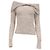 Reformation Florie Off-Shoulder Strickpullover mit Twist aus beiger Alpakawolle