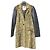 Autre Marque Milly Lamb Leather Sleeve Leopard Wool Coat Black Beige