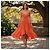 Zimmermann Coral Orange Linen Cutout V-Neck Midi Dress - view 5