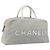 Borsa Boston CHANEL Sports Line Matelasse Canvas Gray Silver CC Auth bs36613 Marrone Argento