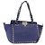 Borsa Tote VALENTINO Studs in pelle 2way Blu Tono Oro Auth BA14688