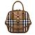 Borsa Burberry Medium House Check Canvas Bridle Owl Orchard Marrone