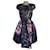 MSGM Kleid mit Blumen- und Marmormuster Pink Weiß Golden Dunkelblau