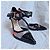 Escarpins Erdem cuir verni noir et imprimé floral Rouge Vert Gris - vue 3