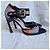 Escarpins Erdem cuir verni noir et imprimé floral Rouge Vert Gris - vue 4