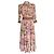 Riani Midi-Kleid mit Blumenprint und Stufenrock Pink Weiß Rot Grün Lila
