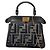 Borsa Satchel Fendi Nano Zucca Peekaboo in chenille grigio Marrone