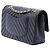 Chanel Black Medium Classic Chevron Crumpled Calfskin Double Flap Nero - vista 2
