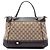 Borsa Mayfair Satchel Gucci in tela GG beige con banda Web