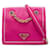 Prada Borsa a Tracolla con Patta e Catena in Tessuto Rosa Small