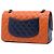 Chanel Orange Medium Classic Tricolor Lambskin Double Flap Arancione - vista 2