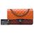Chanel Orange Medium Classic Tricolor Lambskin Double Flap Arancione - vista 6