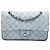 Chanel Blue Medium Classic Crackled Calfskin Wild Stitch Double Flap Blu chiaro