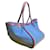 Hermès Lindy Beach Borsa Tote in Tela Blu e Pelle Viola Porpora  - vista 3