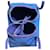 Hermès Lindy Beach Borsa Tote in Tela Blu e Pelle Viola Porpora  - vista 7