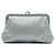 Clutch Chanel in vitello metallizzato argento con chiusura kiss lock