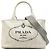 Prada Small Denim Canapa Logo Tote Grau Braun