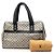 Louis Vuitton Gray Monogram Mini Lin Josephine GM Marrone Grigio - vista 7