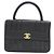 Borsa Chanel in pelle d'agnello nera Nero