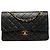 Borsa a tracolla Chanel Matelassé Black Double Flap Nero