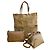 Autre Marque Set di borse in pelle e camoscio monogrammate Marrone Beige