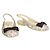 Décolleté slingback basse CHANEL crema impreziosite da perle e cristalli con fiocco CC intrecciato 35.5 Nero Bianco