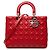 Borsa Christian Dior Lady Dior Cannage in pelle di agnello rossa
