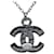 Collana Chanel Coco Mark Nero Argento  - vista 3