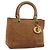 Borsa a mano Christian Dior Canage in camoscio marrone tono oro Auth gh2284