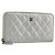 Cartera larga CHANEL Matelasse de piel de cordero Silver CC Auth 193392A Plata