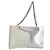 Bolsa de mão com corrente FENDI em couro Silver White Auth 194186 Prata Branco
