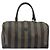Pequin Borsa Boston FENDI in tela Pecan PVC Nero Marrone Auth hk3981 - vista 13
