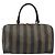 Pequin Borsa Boston FENDI in tela Pecan PVC Nero Marrone Auth hk3981 - vista 2