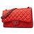 Bolsa de ombro Chanel em couro de bezerro granulado vermelho