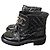 Botas de combate Chanel de piel charol acolchada negra Negro