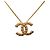 Collana con pendente borchiato Chanel CC placcato oro D'oro - vista 2