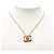 Collana con pendente borchiato Chanel CC placcato oro D'oro - vista 7