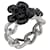 Chanel Coco Mark Camellia Design Bandring Schwarz Silber
