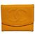 Monedero Chanel de piel de becerro granulada naranja