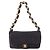 Chanel Black CC Quilted Tweed Single Flap Nero