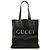 Borsa Tote Gucci in pelle di vitello nera con logo Nero