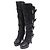Fendi Bottes longues à plateforme avec boucles en cuir noir pour femmes, au-dessus du genou - vue 2