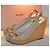 Miu Miu Sandali con zeppa in pelle beige - vista 2