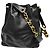 Chanel Vintage CC Drawstring Chain Leather Small Nero - vista 2