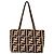 Fendi Roll Small Raffia Tote Bag Braun