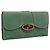 Cartera larga GUCCI de cuero Verde Oro Auth 197116A Dorado