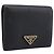 Saffiano Portafoglio Compatto PRADA Pelle Safiano Nero Oro Auth 196043A D'oro
