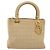 Borsa Christian Dior Lady Dior Canage Nylon Beige Gold Auth bs36737 D'oro - vista 2